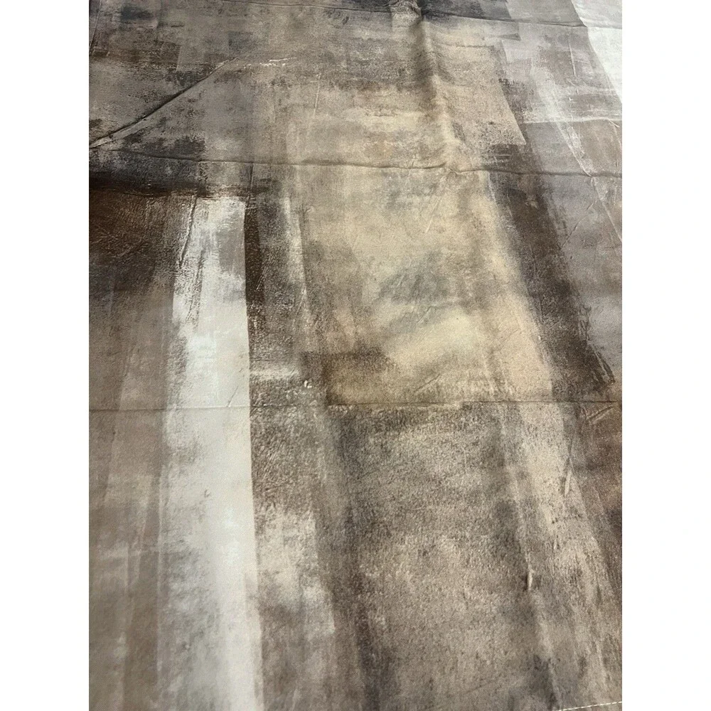 Brown Grey Kitchen Curtain 55x36” 2 panel  Abstract Art Painting Small Short